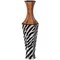 Uniquewise White striped and brown Metal Floor Vase Home Decor for Flowers and Artificial Floral Arrangements QI004522 - alternate 8